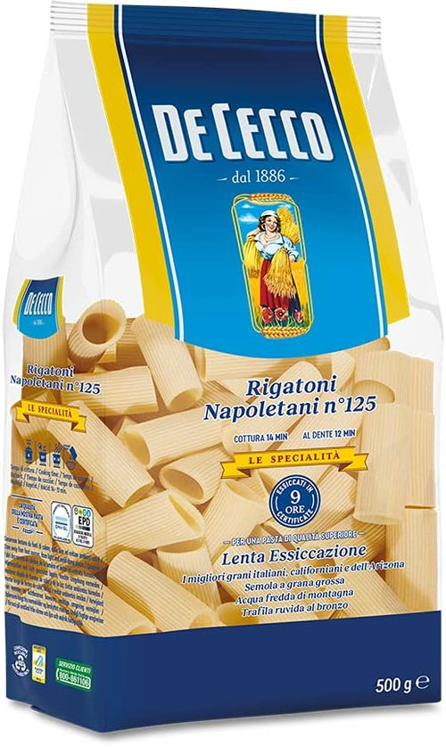 De Cecco - Rigatoni Napoletani n 124, Pasta di Semola di Grano Duro - 6 pezzi da 500 g [3 kg]